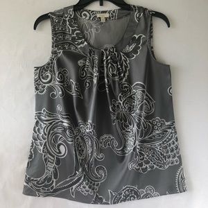 Talbots XS Gray and White Top